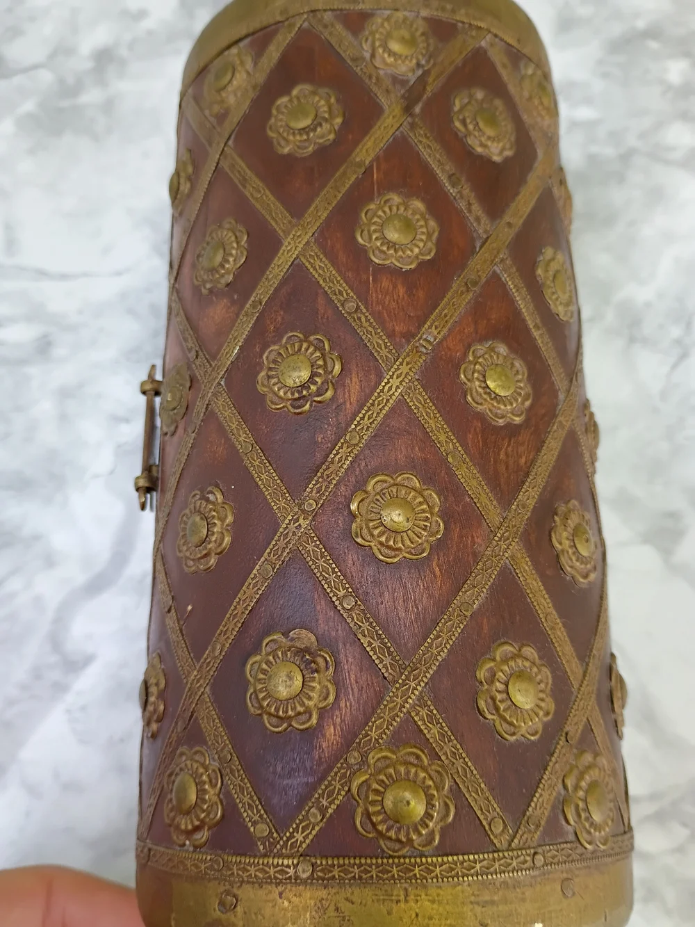 Vintage Ornate Brown Floral Dome Jewelry Chest